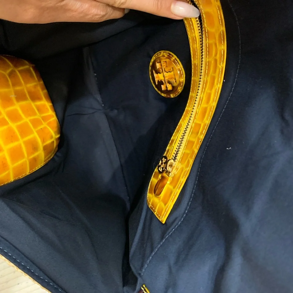 Tory Burch Yellow & Natural Raffia Envelope Crossbody